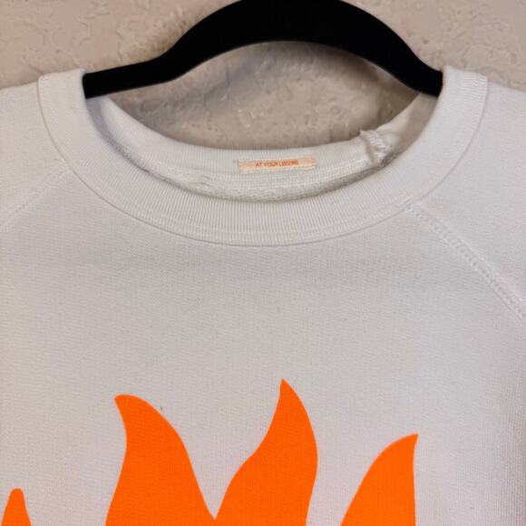 MOTHER Sweatshirt Large Biggie Message Crew Neck Oversized Bright White Pullover - Picture 4 of 13